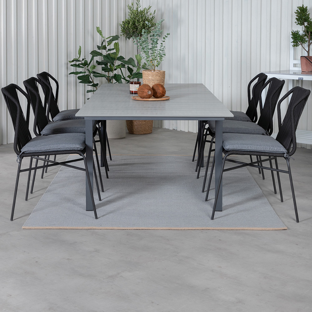 Matgrupp Venture Home Lova 160 med 6 Jefferson Stapelbara Matstolar