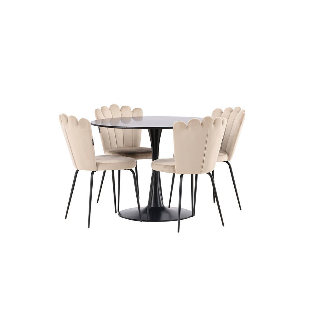 Matgrupp Venture Home Glade Ø 100 cm med 4 Limhamn Stolar