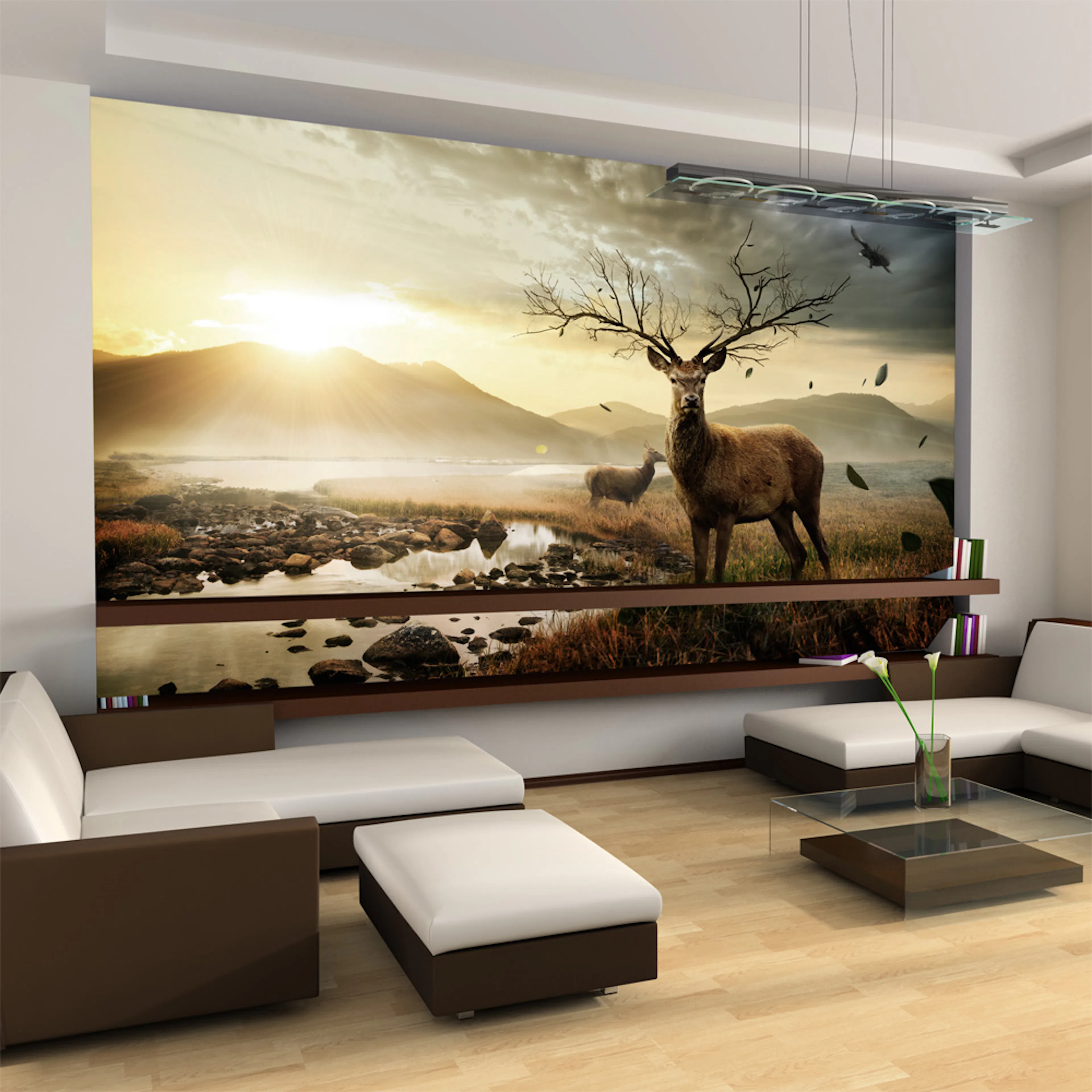 Fototapet Arkiio Rådjur med fjällbäck 450x270 cm