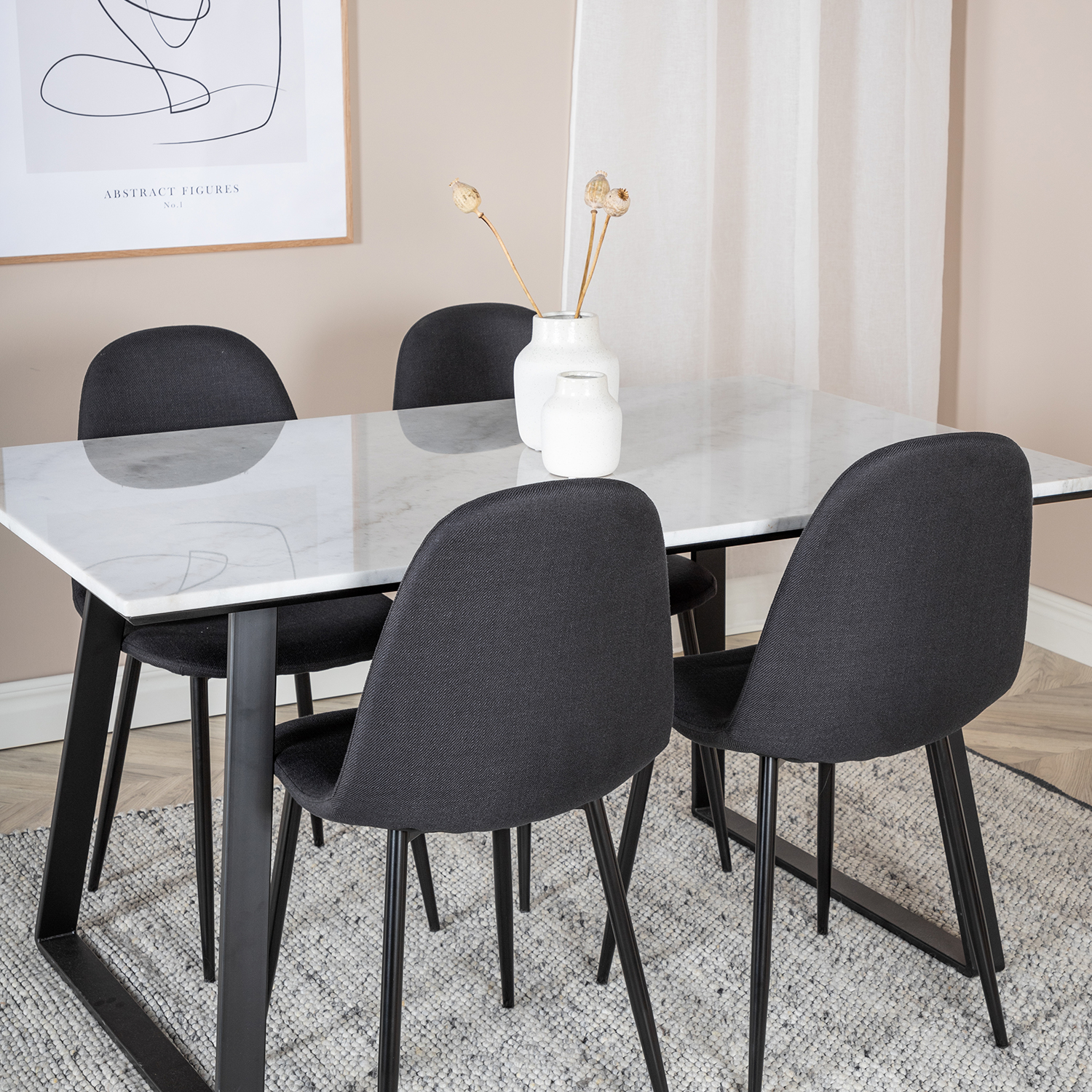 Matgrupp Venture Home Estelle 140 med 4 Pobbie Stolar PolyEstelletyg