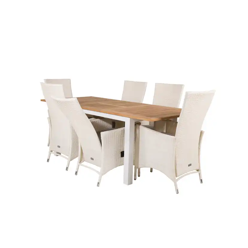 Panama Dining Table 152/210*90 - White Alu / Teak+Padova Arm Blanka Ben