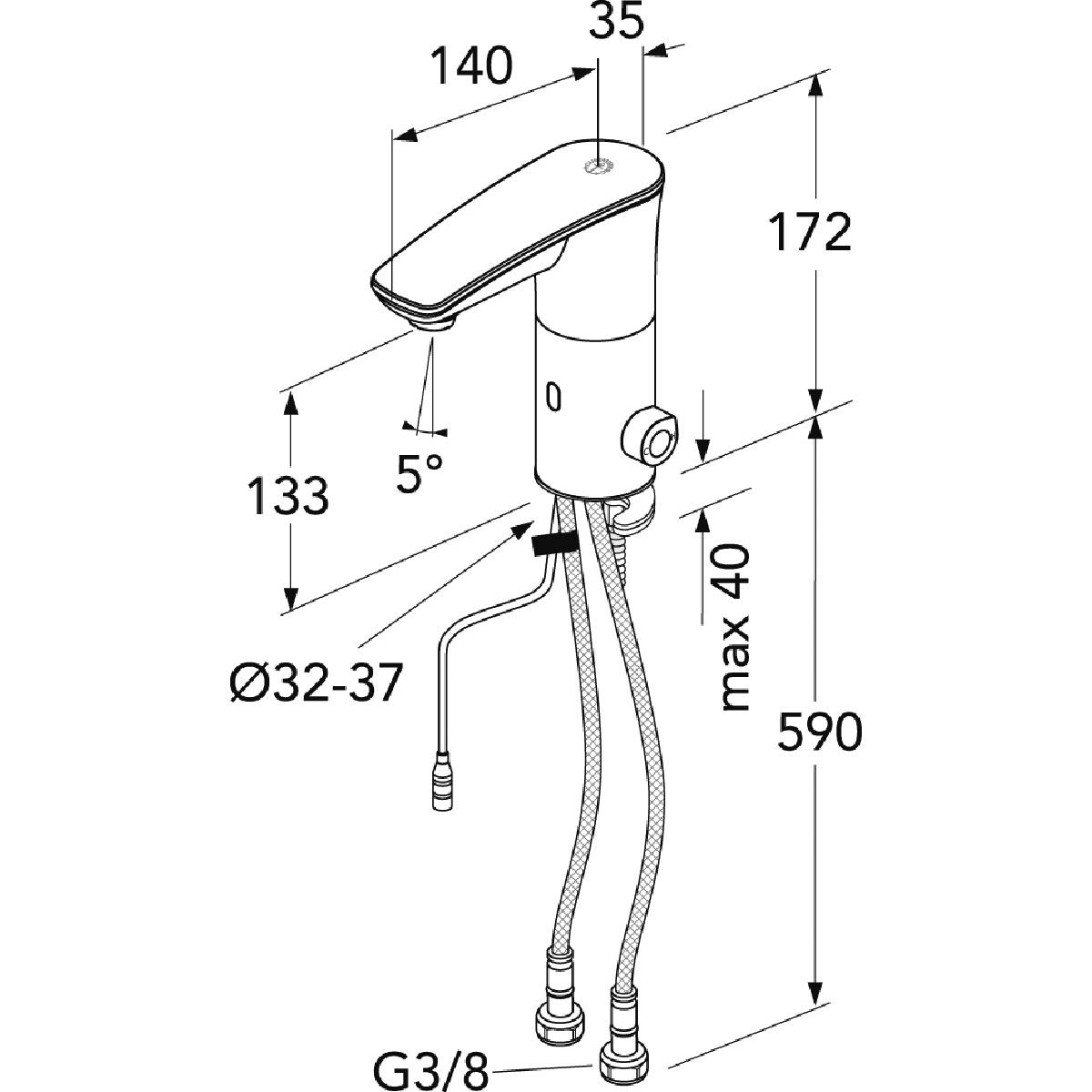 Tvättställsblandare Gustavsberg Sensoric 1.0 240 mm