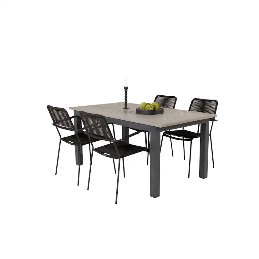 Matgrupp Venture Home Aleyna 160/240 med 4 Leon Karmstolar