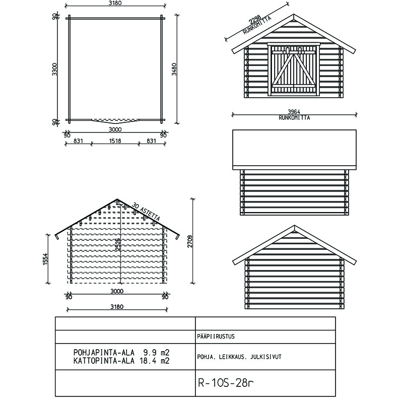 Timmerlada LP Garden S10 10 m² Förråd med Täta Väggar i Obehandlat Trä