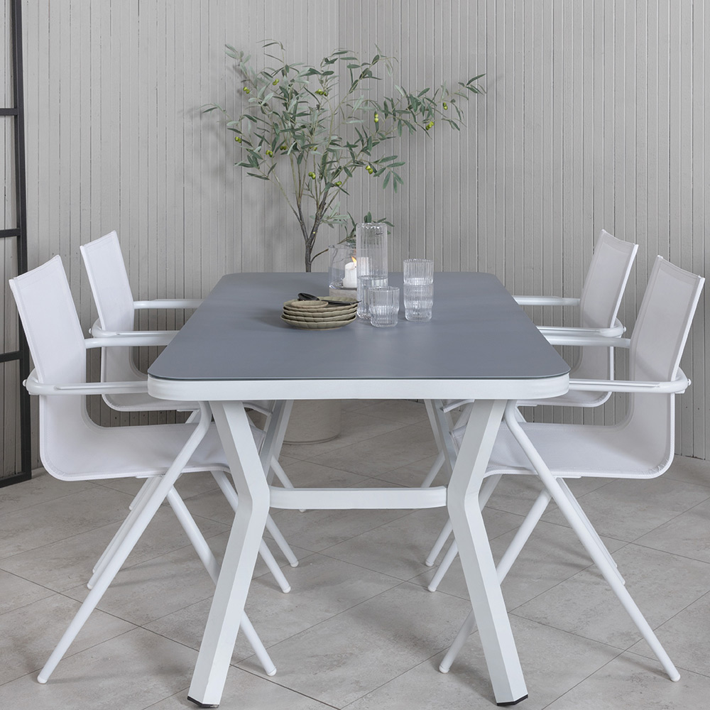 Matgrupp Venture Home Vyn Vit med 4 Anve Matstolar