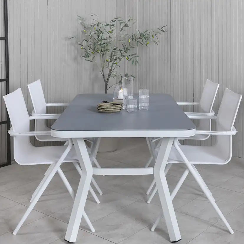 Matgrupp Venture Home Vyn Vit med 4 Anve Matstolar