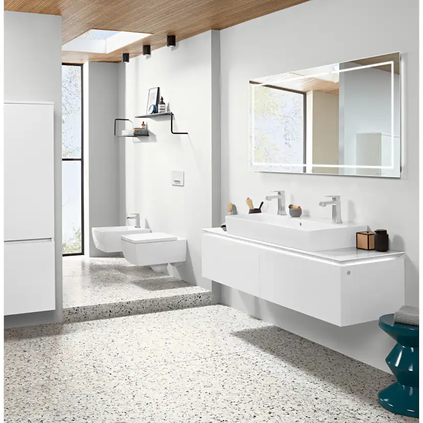 Tvättställ villeroy & Boch Memento 2.0 4A22CGI4 Graphite CeramicPlus, Utan Bräddavlopp, 1200 mm, Med 2 Blandarhål, för Två Enhålsblandare