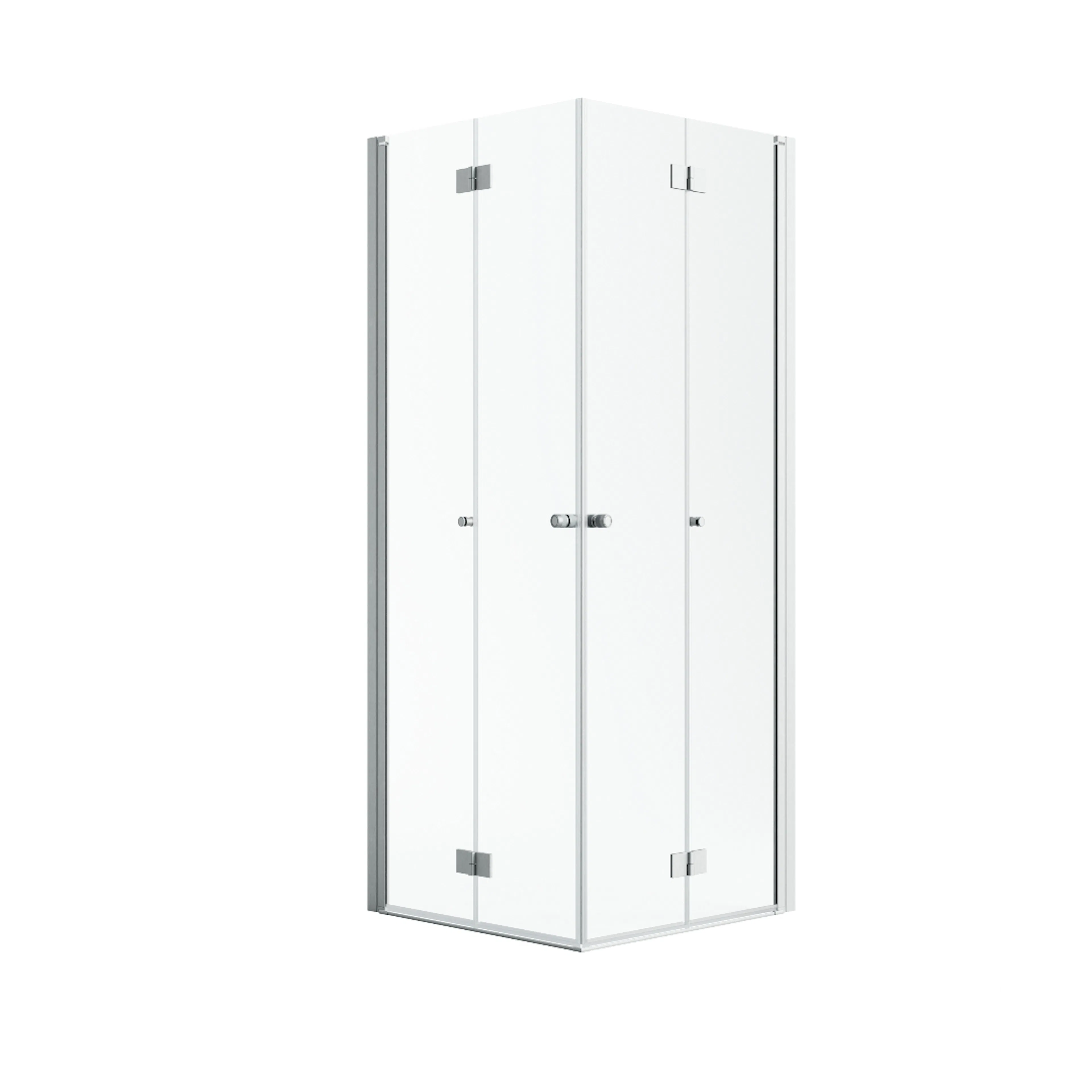 Noma 110 fyrkantig flex, STD 900 mm, 2 raka flexdörrar, 6 mm 880x880 mm, Borstad Nickel