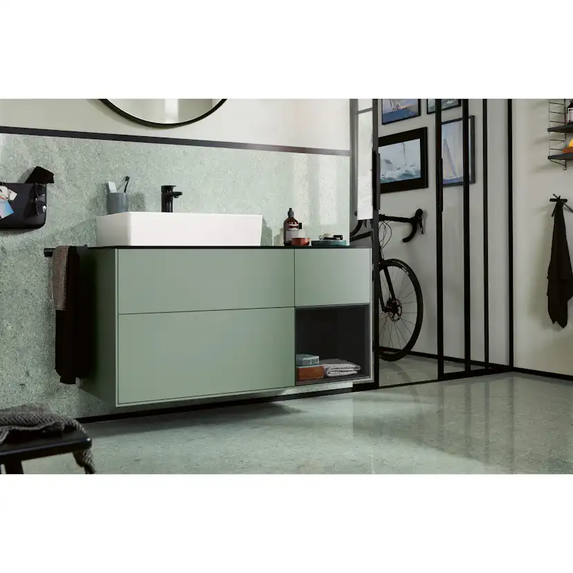 Tvättställ villeroy & Boch Memento 2.0 4A22CGI4 Graphite CeramicPlus, Utan Bräddavlopp, 1200 mm, Med 2 Blandarhål, för Två Enhålsblandare