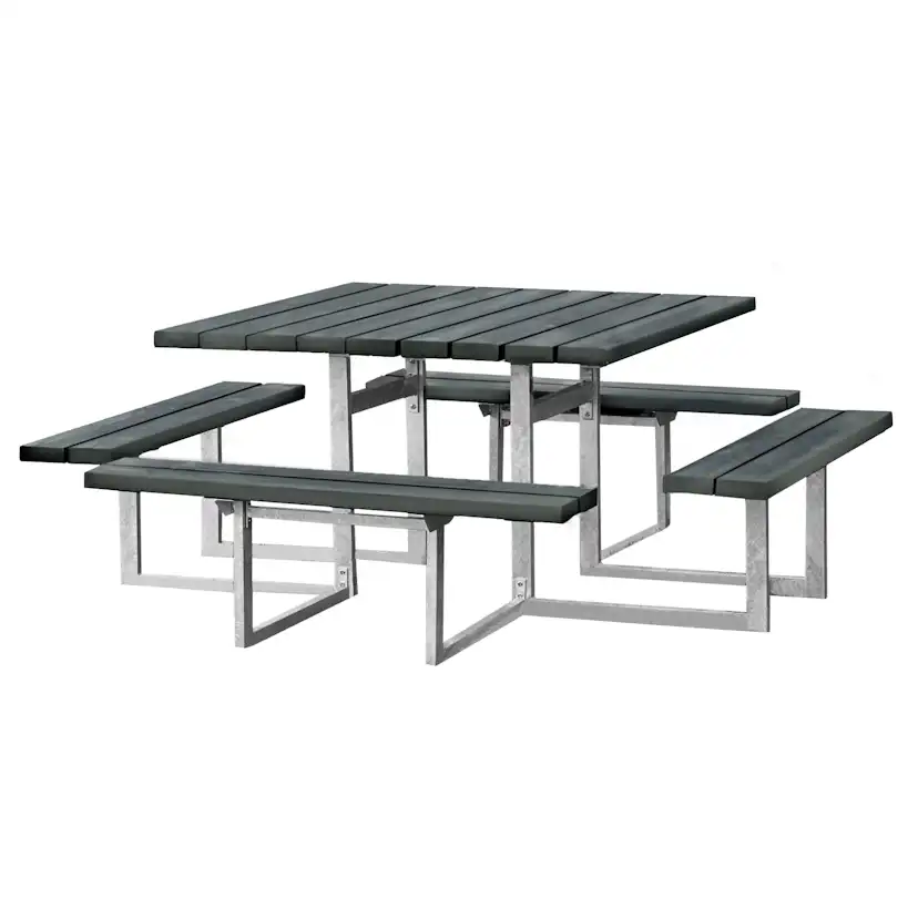 Picknickbord Hortus Nonwood Antracit Galvaniserad Ram 8 Personer