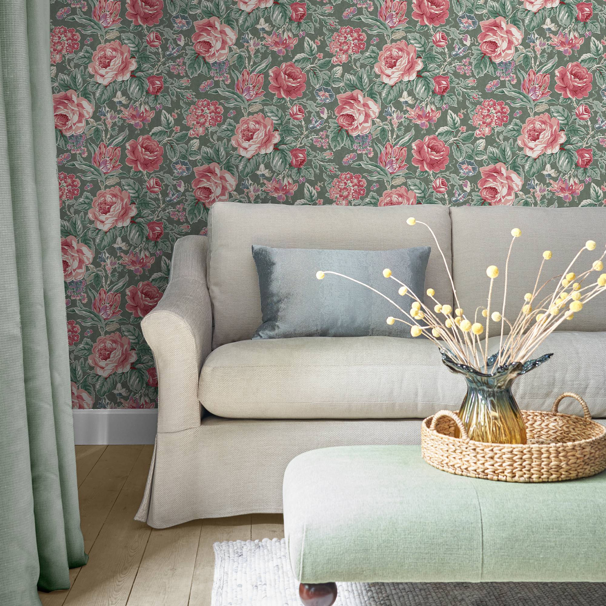 Tapet Laura Ashley Wild Roses Fern Grön 122754