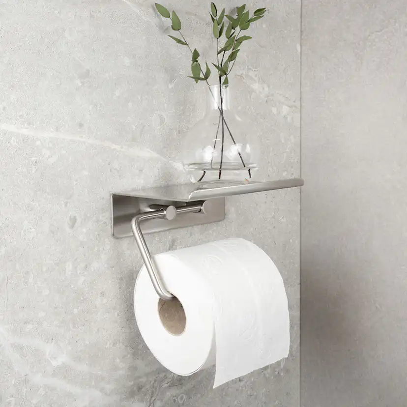 Toalettpappershållare Beslag Design Base med Hylla Självhäftande