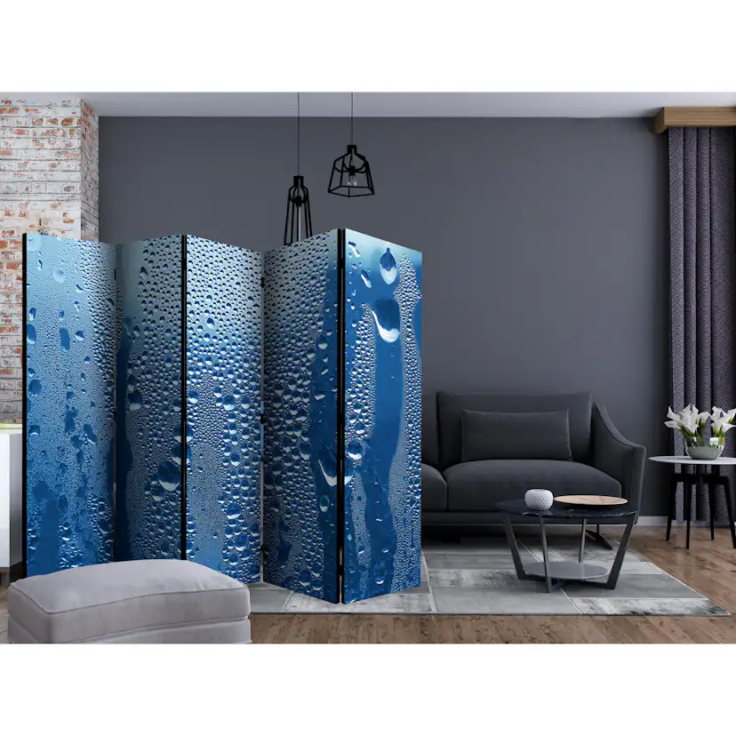 Rumsavdelare Arkiio Water Drops on Blue Glass II 225x172 cm