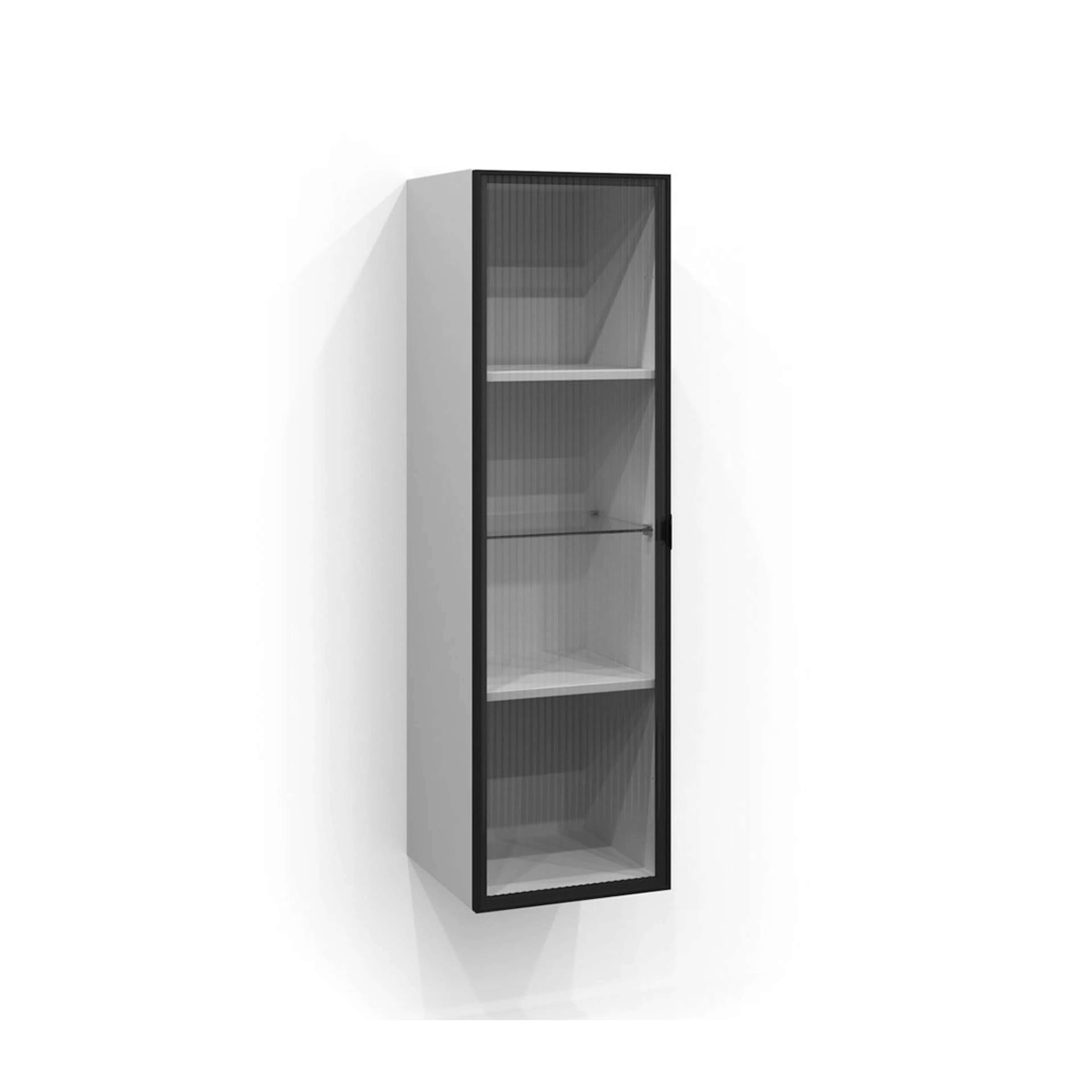 Dörr Högskåp Vitrin 120x35 Svart matt/Linjeglas BxH: 350 x 1200 mm, Mattsvart, Linjeglas