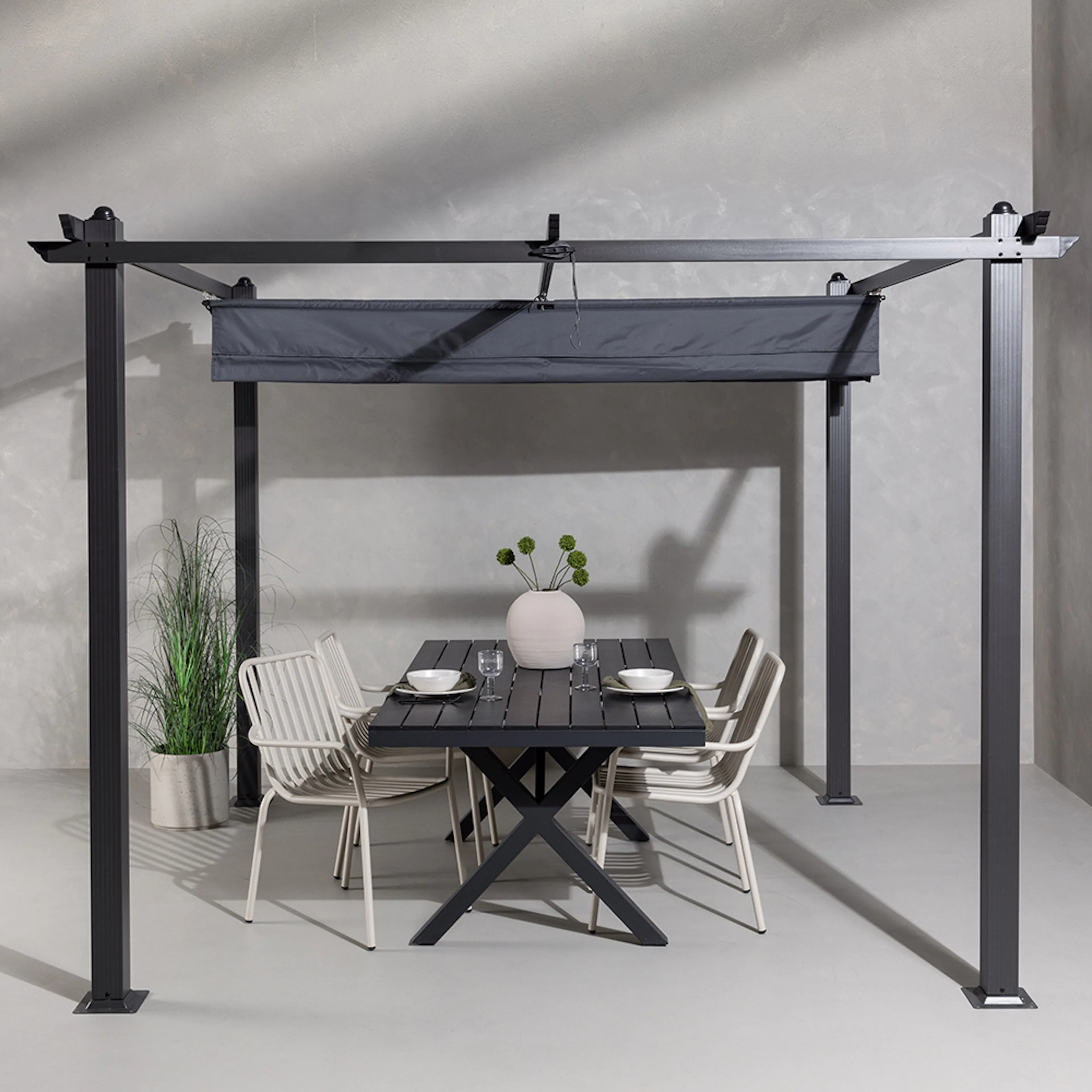 Lazio Pergola/paviljong Steel - Grey /    300*300*250 Svart