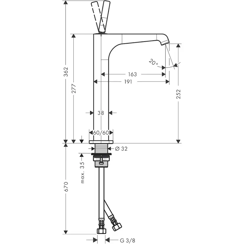 Tvättställsblandare Axor Citterio E 250 Hög Joystick