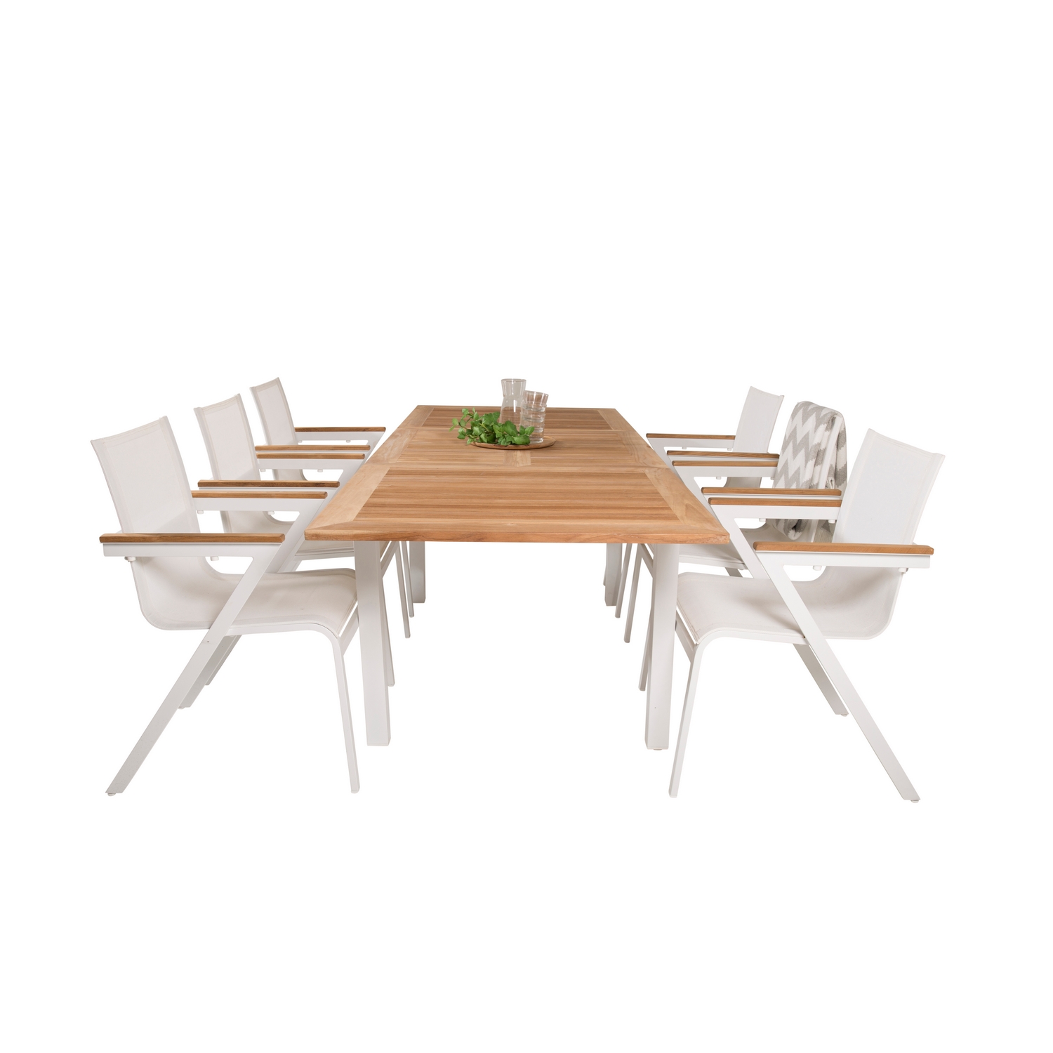Panama Dining Table 160/240*90 - White Alu / Teak+Mexico Arm Blanka Ben