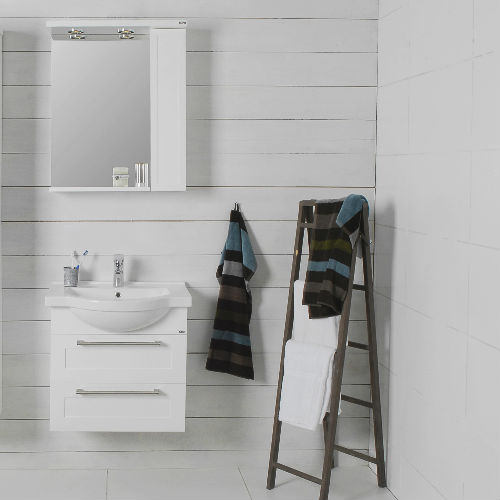 Möbelpaket Noro Newport 600 Matt Vit med Spegelskåp Höger