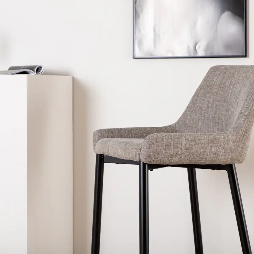 Plaza Bar Chair - Black / Beige Fabric (Polyester linen ) Beige/Svart
