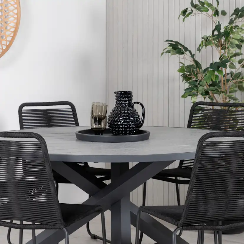 Matgrupp Utomhus Venture Home Pincy med 6 Leon Stapelbara Trädgårdsstolar