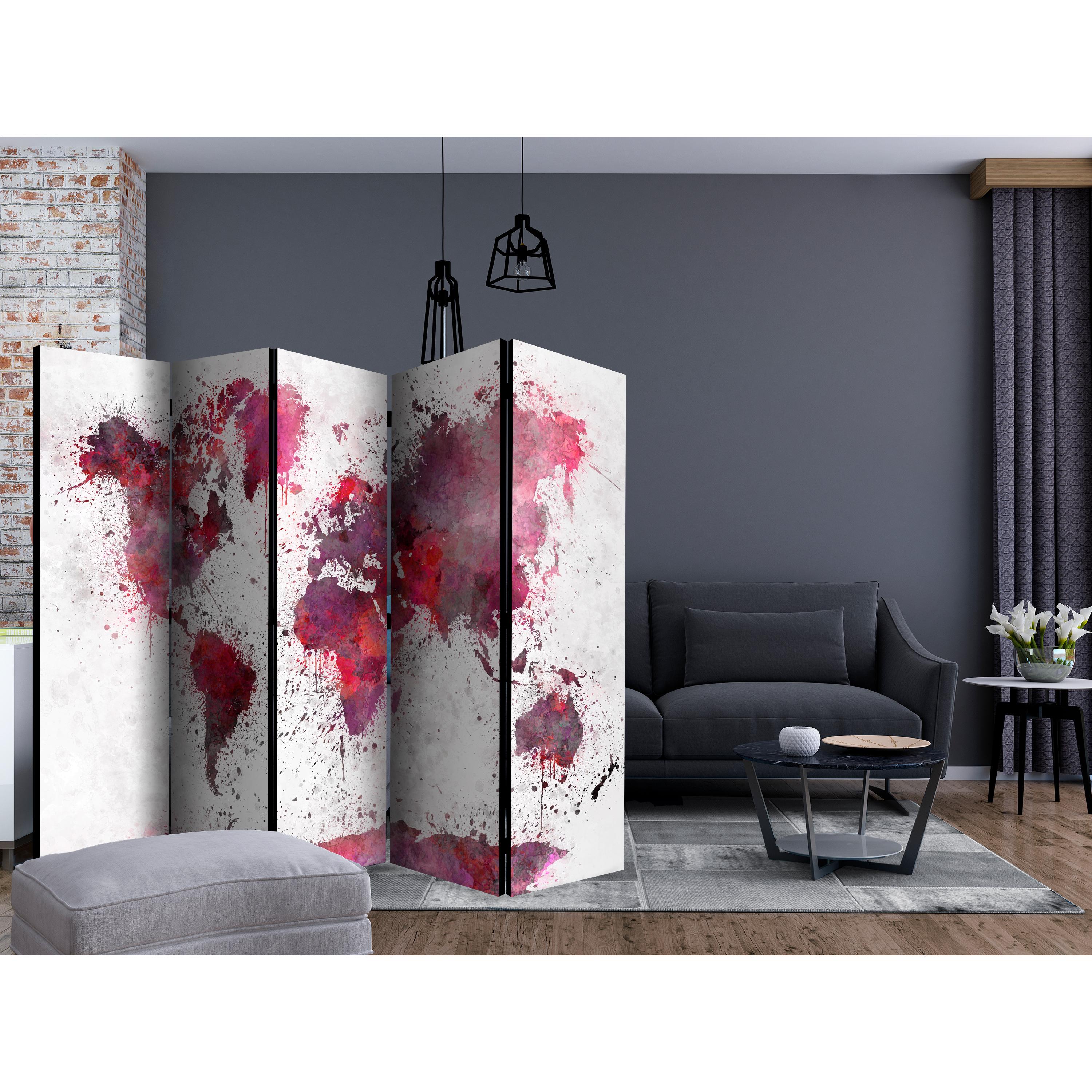 Rumsavdelare Arkiio World Map Red Watercolors II 225x172 cm