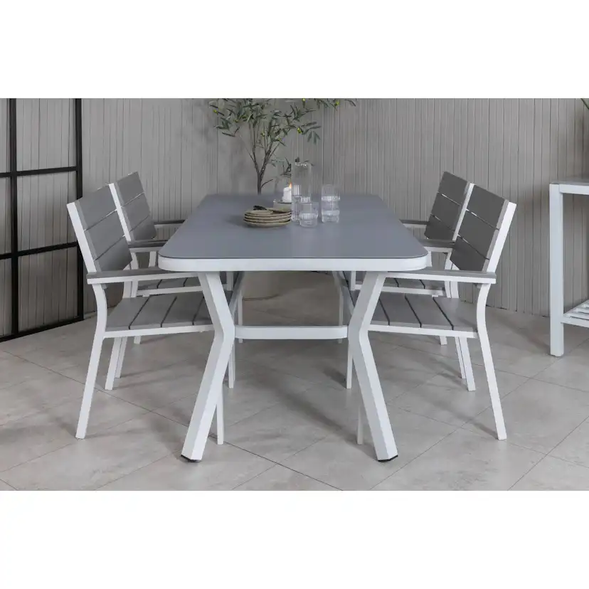 Matgrupp Venture Home Virya Matgrupp Utomhus 160cm med 4 Levels Stapelbara Matstolar