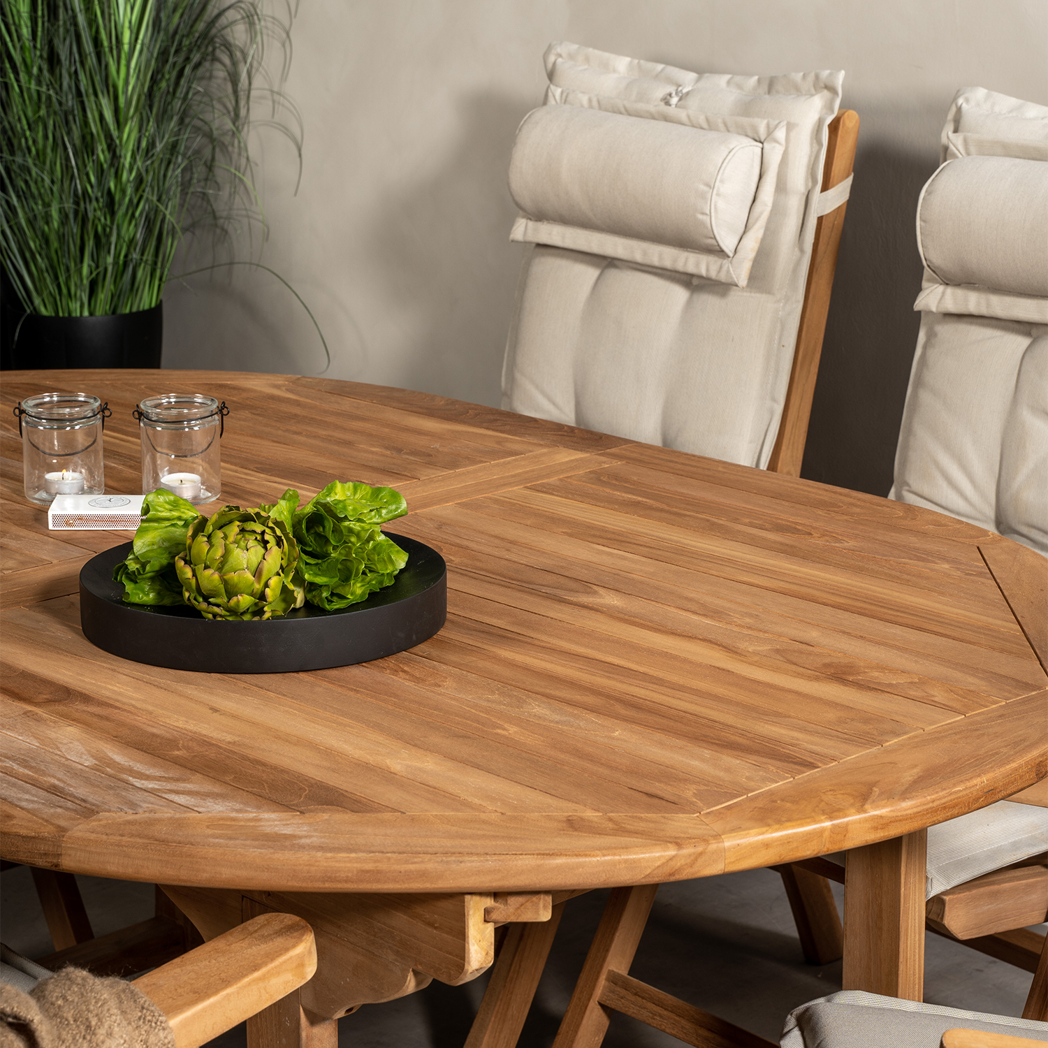Matgrupp Venture Home Kenya 180-240x120 Teak med 6 Kenya Positionsfåtöljer