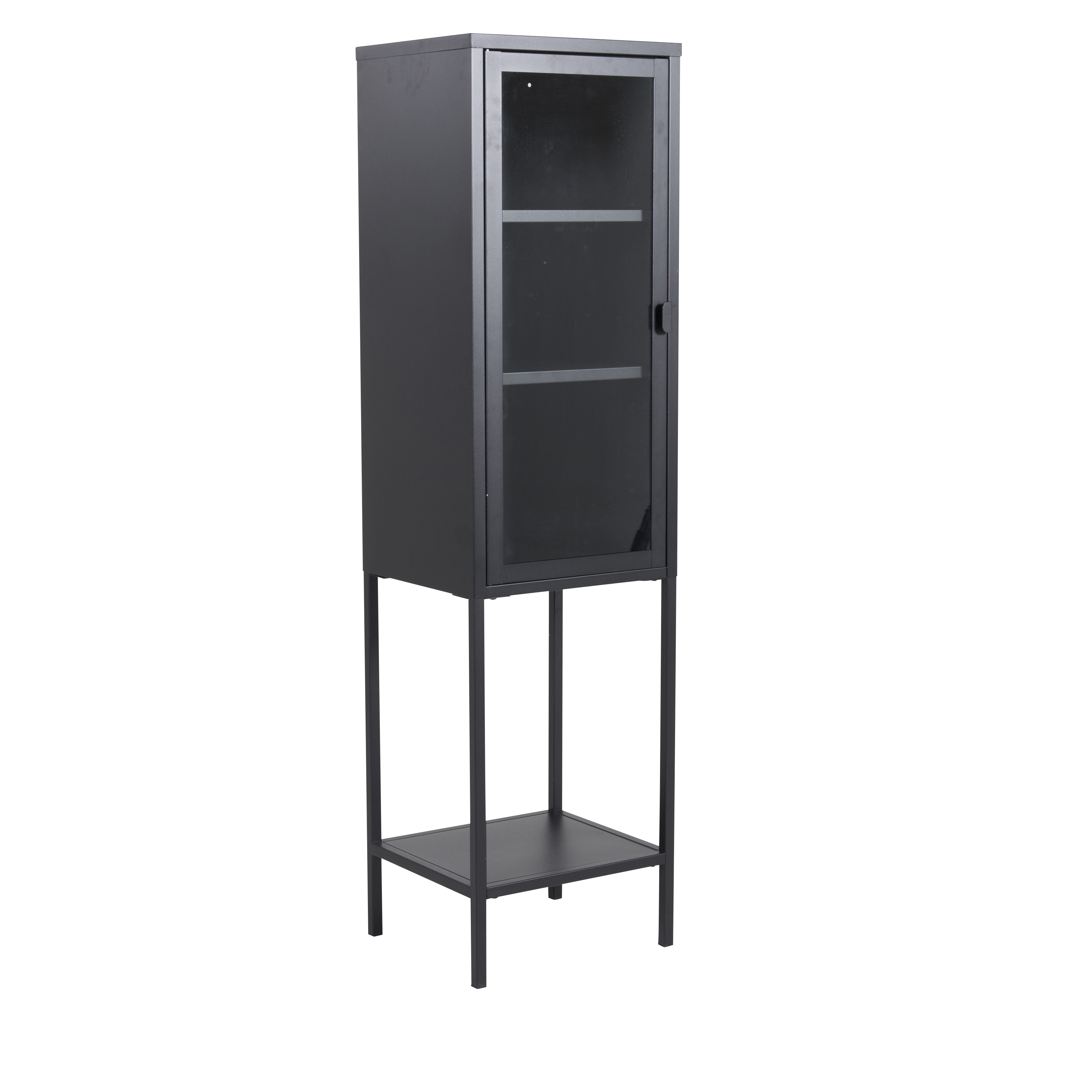 Misha - High Thin Cabinet w shelf - Black Svart