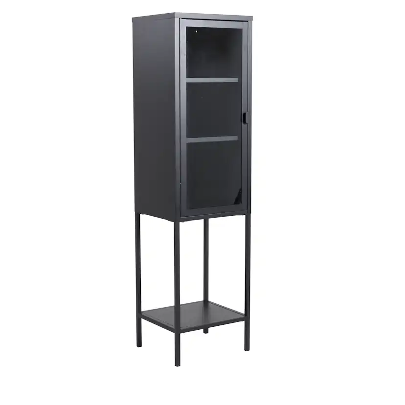 Misha - High Thin Cabinet w shelf - Black Svart