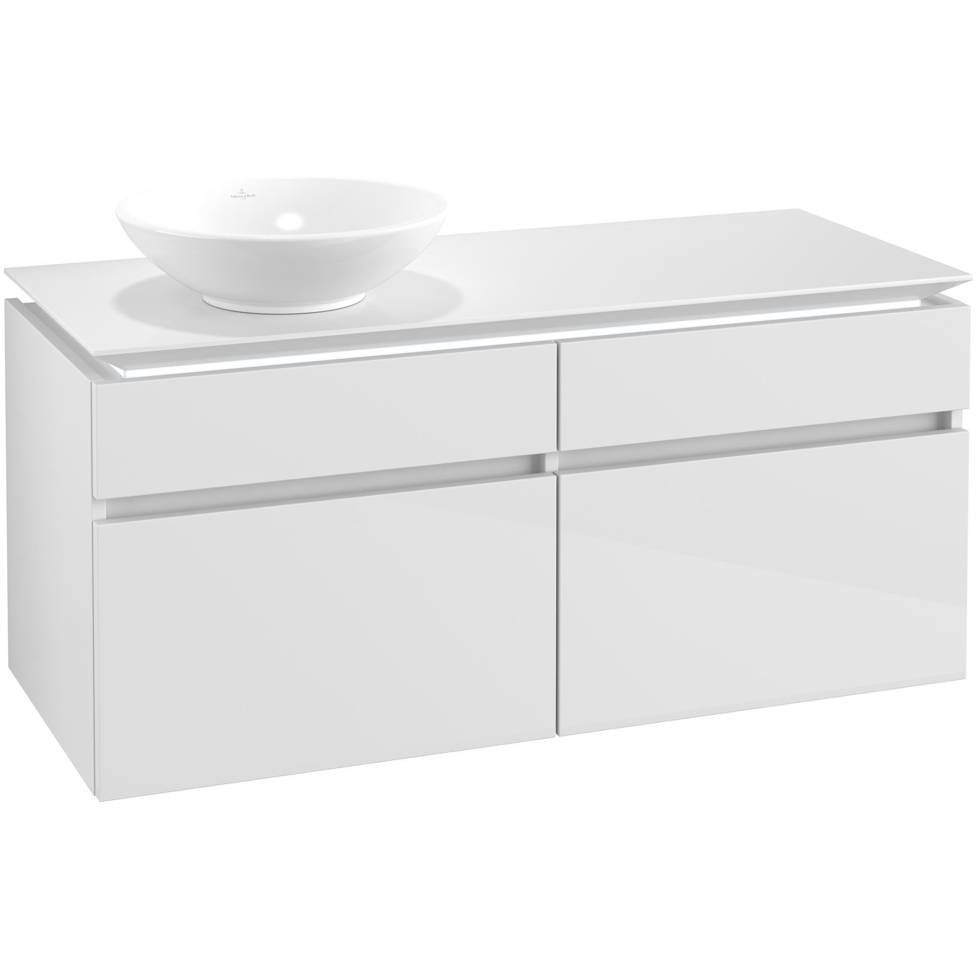 Tvättställsskåp Villeroy & Boch Legato 1200 med 4 Lådor för Ocentrerat Ytmonterat Tvättställ