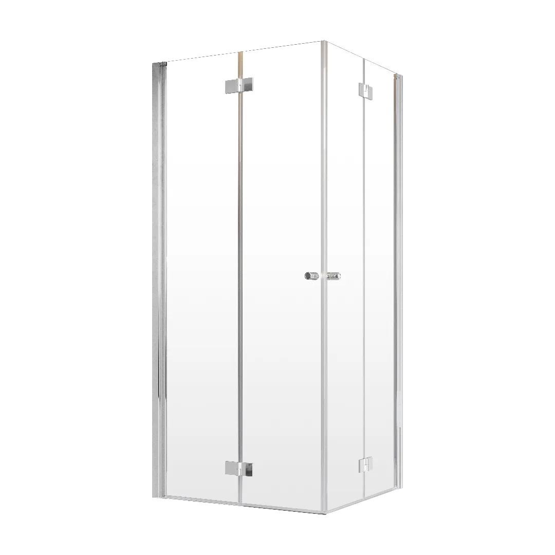 Noma 110 fyrkantig flex, STD 800 mm, 2 raka flexdörrar, 6 mm 780x780 mm, Krom