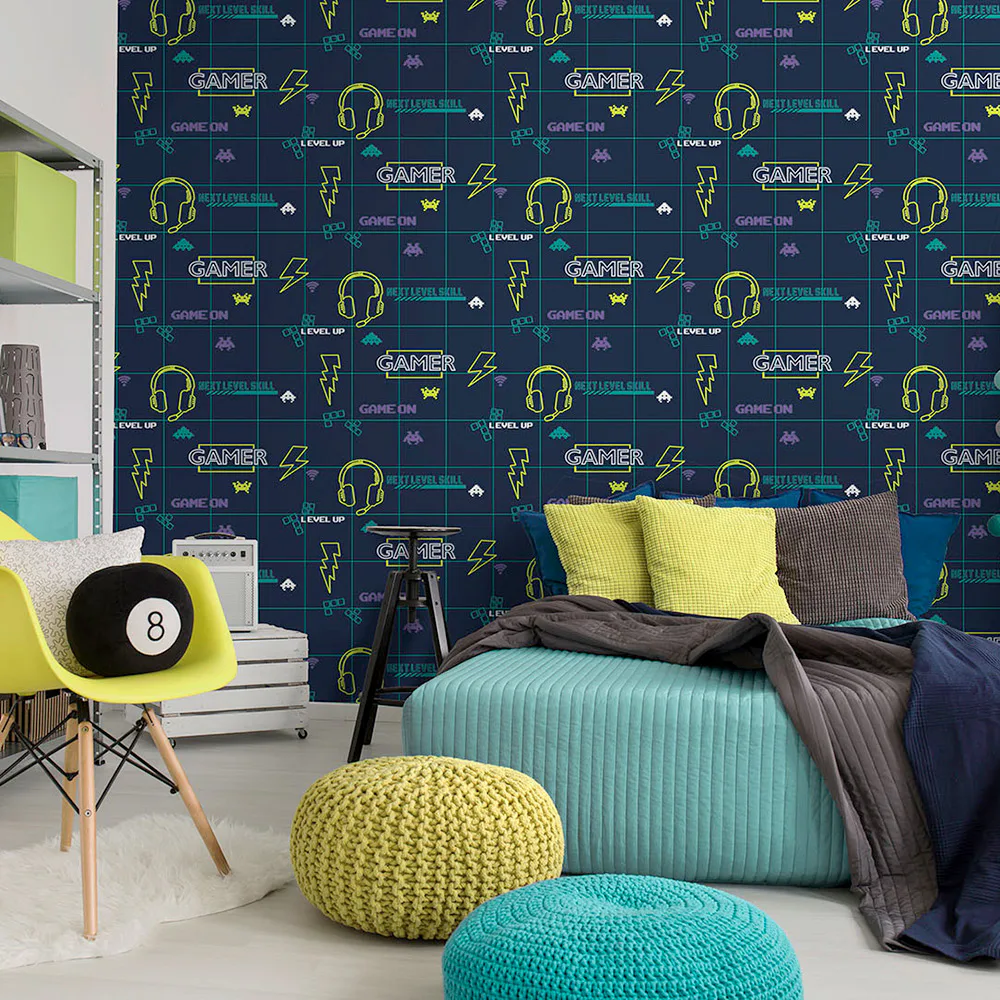 Tapet Holden Dream Catcher Gamer Navy Neon Yellow 13310