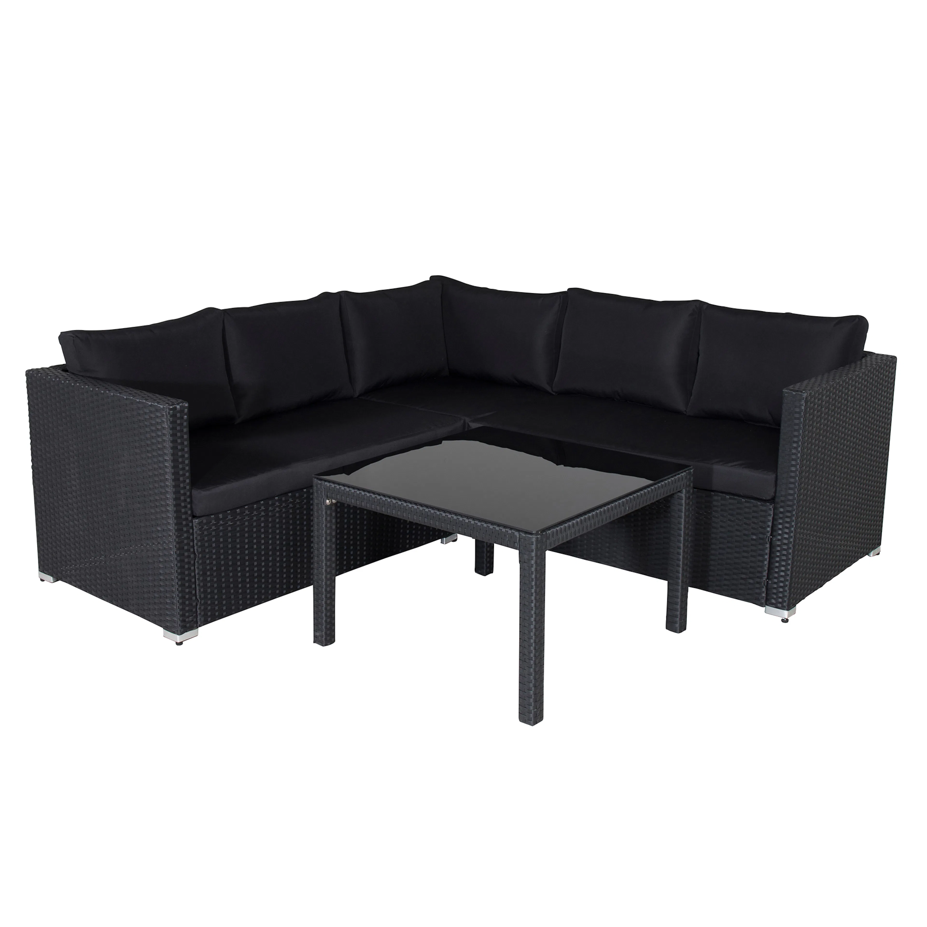 Kuba Sofa Set - Black Wicker - Black Cushion Svart