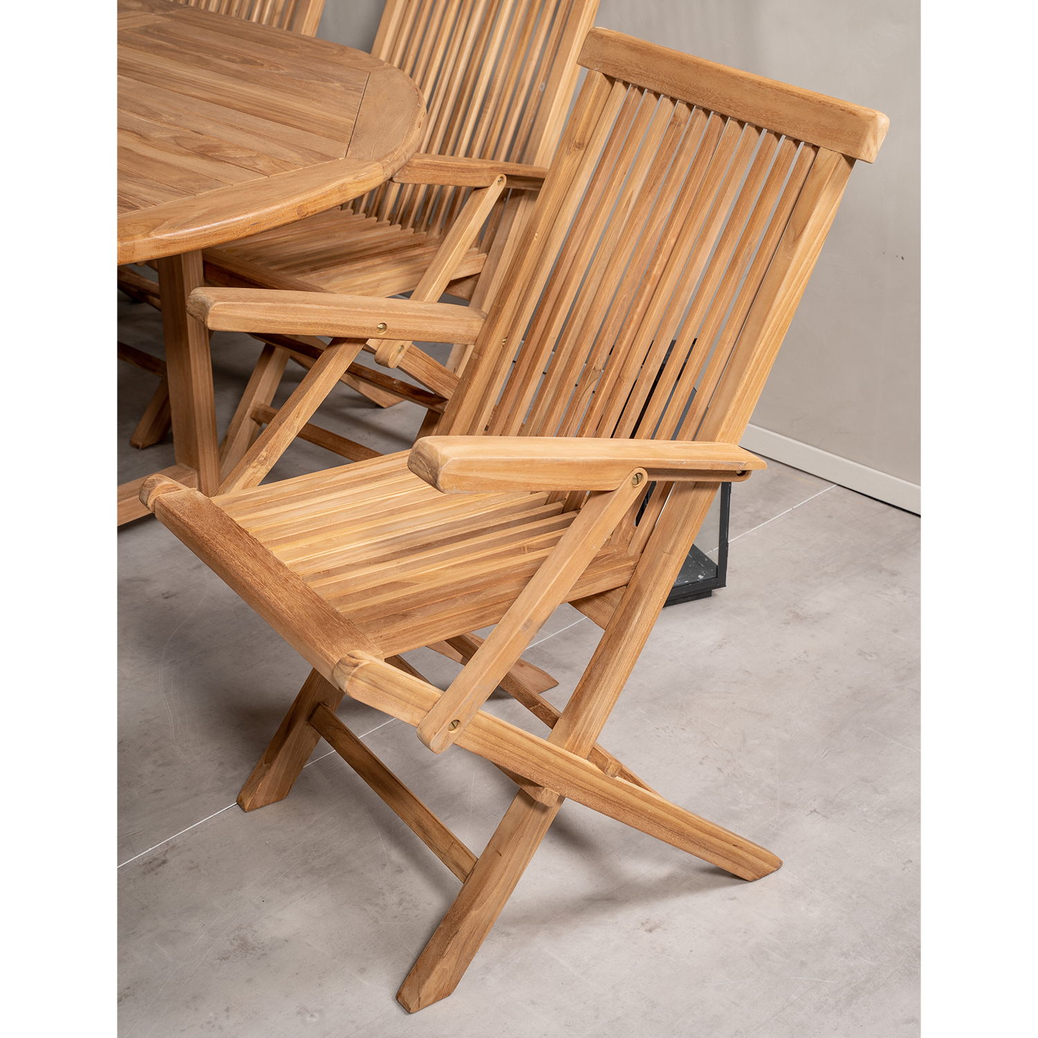 Matgrupp Venture Home Kenya 180-240x120 Teak med 8 Fällbara Stolar med Armstöd