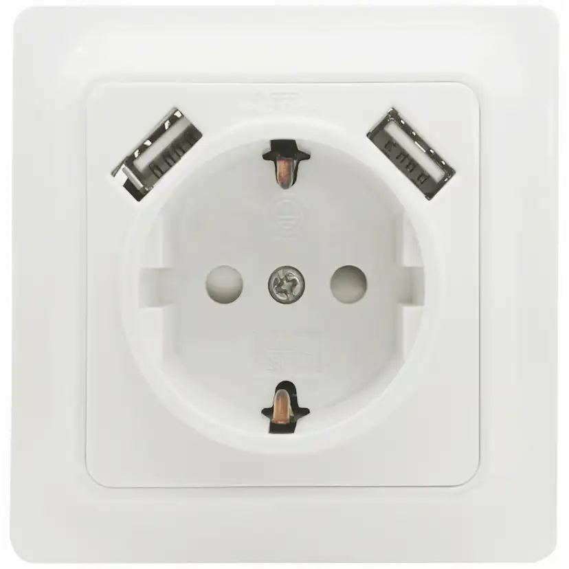 Vägguttag Malmbergs Gamma 1-Väg + 2Xusb med Skruvanslutning