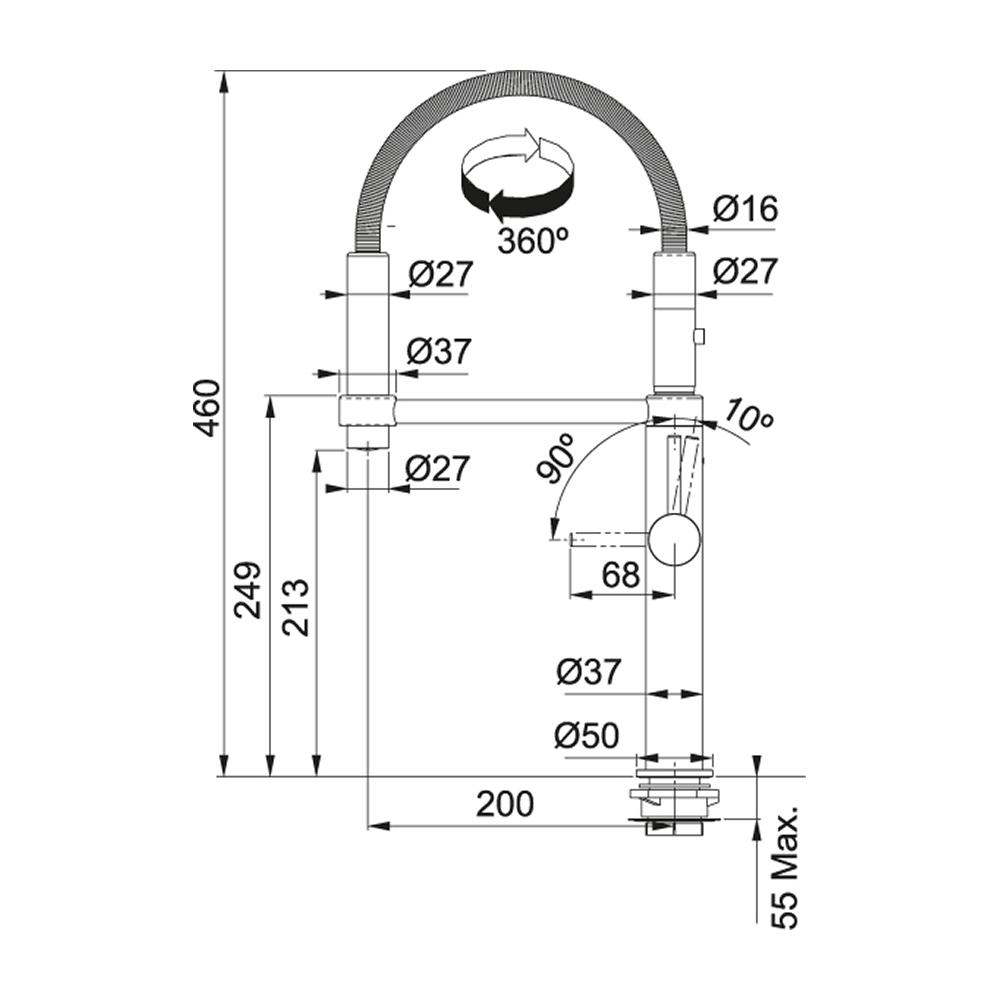 Köksblandare Franke Pescara Semi-Pro 360
