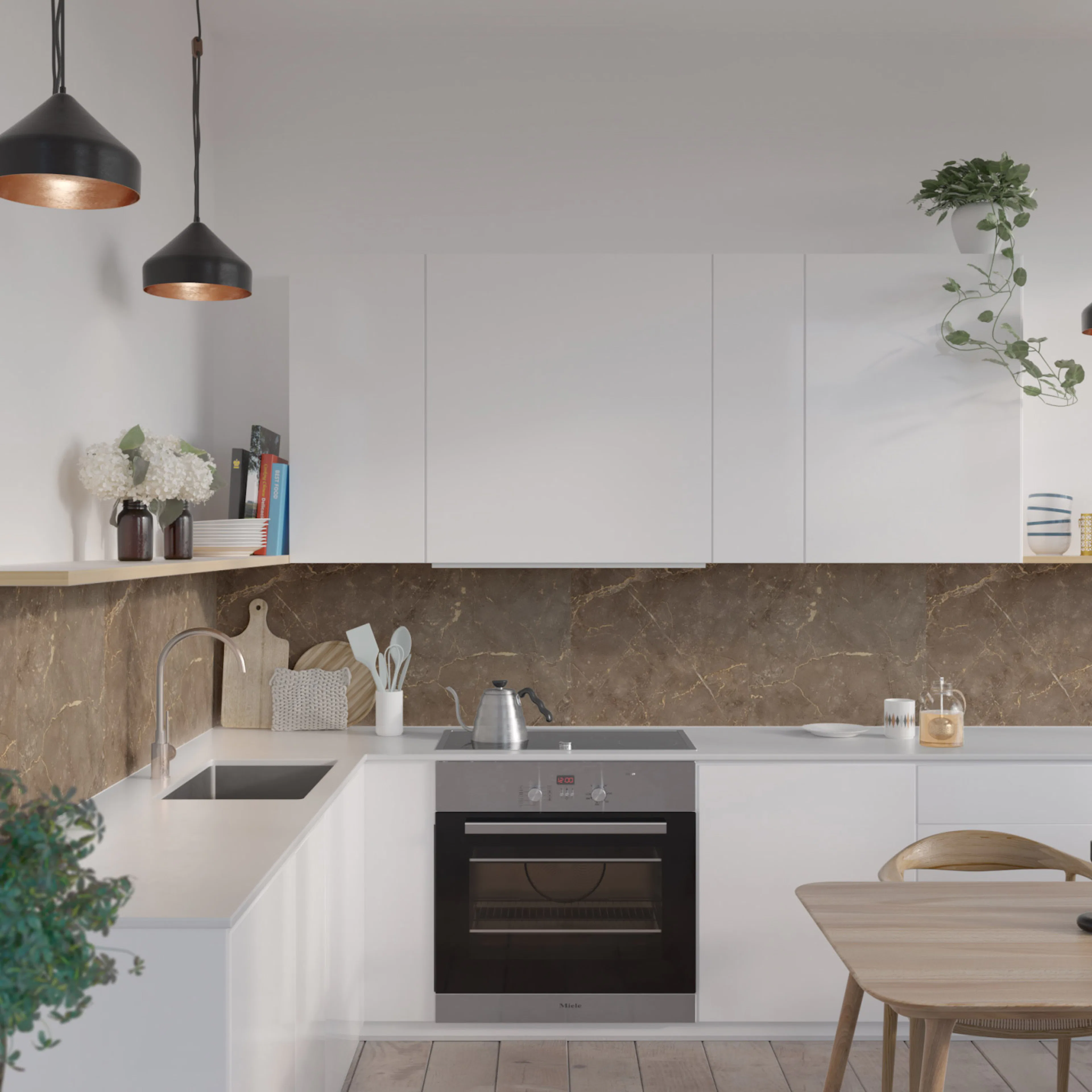 Stänkskyddsskiva Fibo Golden Brown Marble 2278-K00S