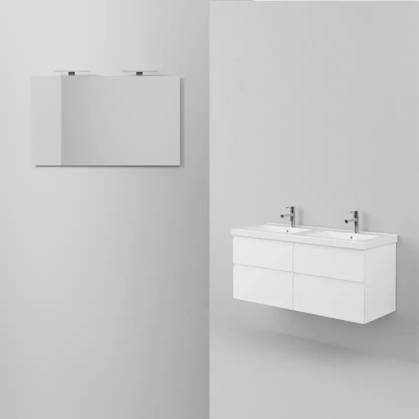 Möbelpaket INR Viskan Grip med Spegel Feel, Grepplist och Tvättställ med 4 Lådor