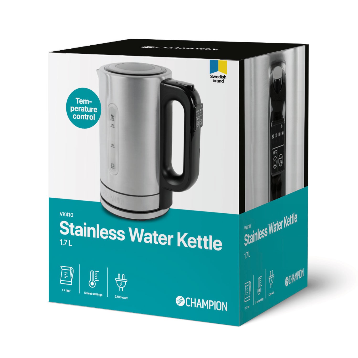 Vattenkokare Champion Temp 1,7L VK410 Rostfri