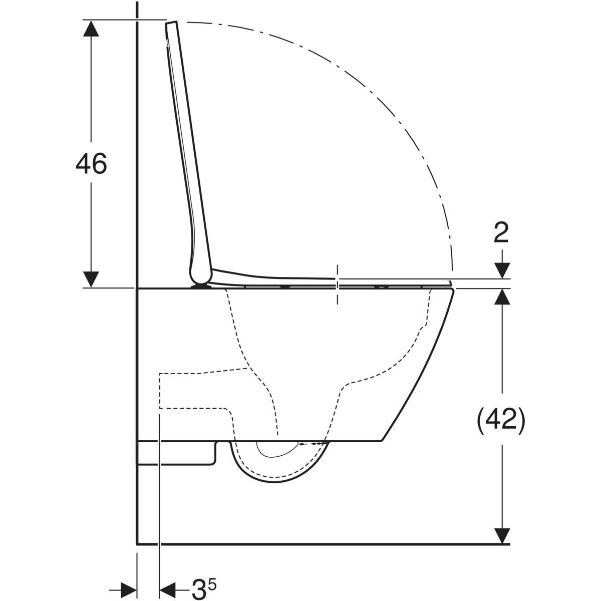 Vägghängd Toalettstol Geberit Smyle Square Rimfree 500.683.01.1