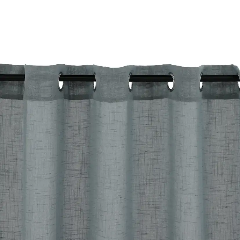 Kaya Curtain Polyester/fake linen - Grey - 140*290 - Eyelet Grå, Längd: 290 cm