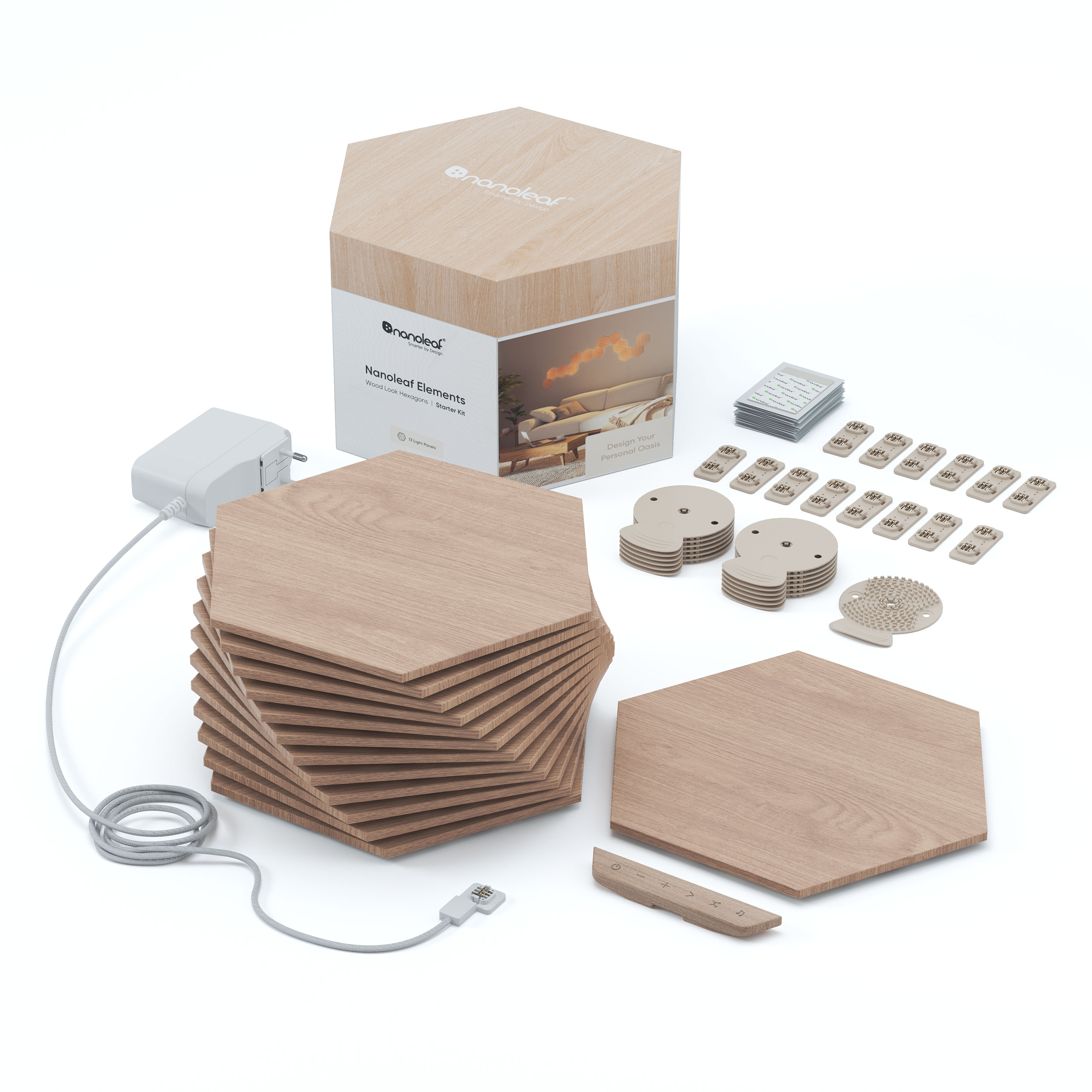 Belysningssystem Nanoleaf Elements Hexagons Startkit 13-pack