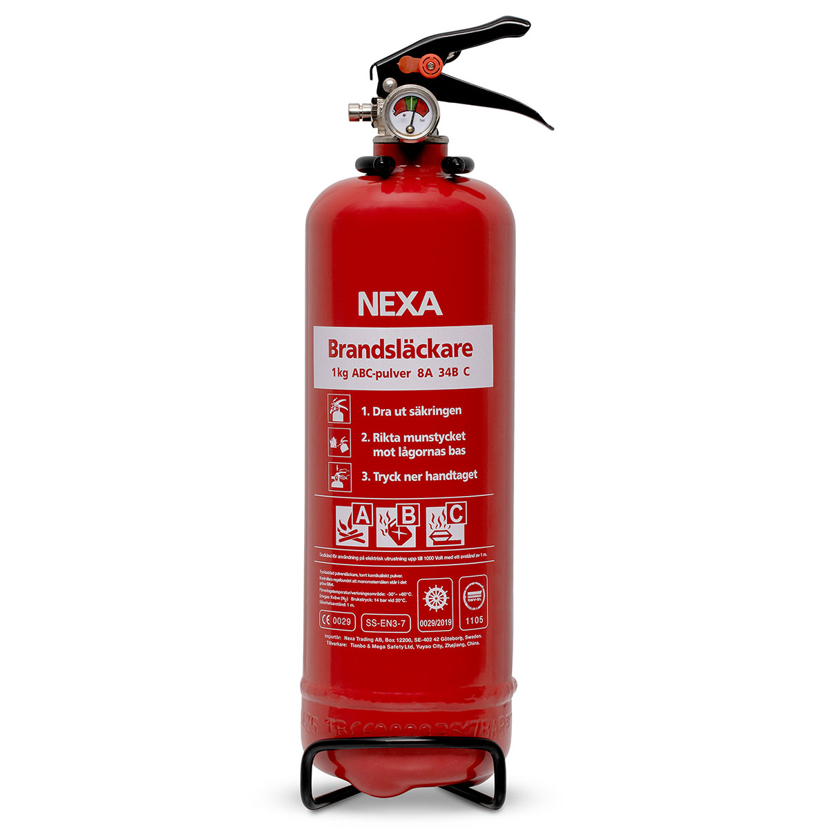 Brandsläckare Nexa 1kg Pulversläckare Röd