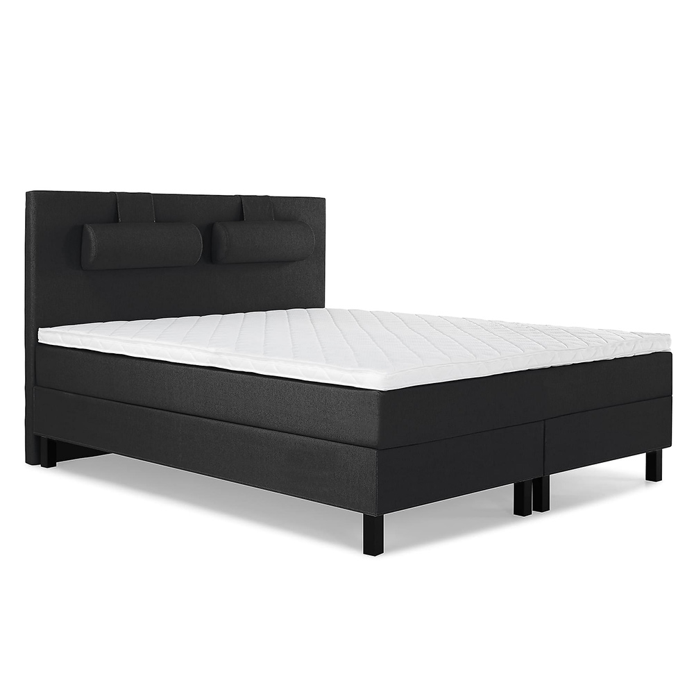 Lucky Komplett Sängpaket 180x200 Skum Slät Sänggavel Svart, Lucky Stor Nackkudde, Fast Skum