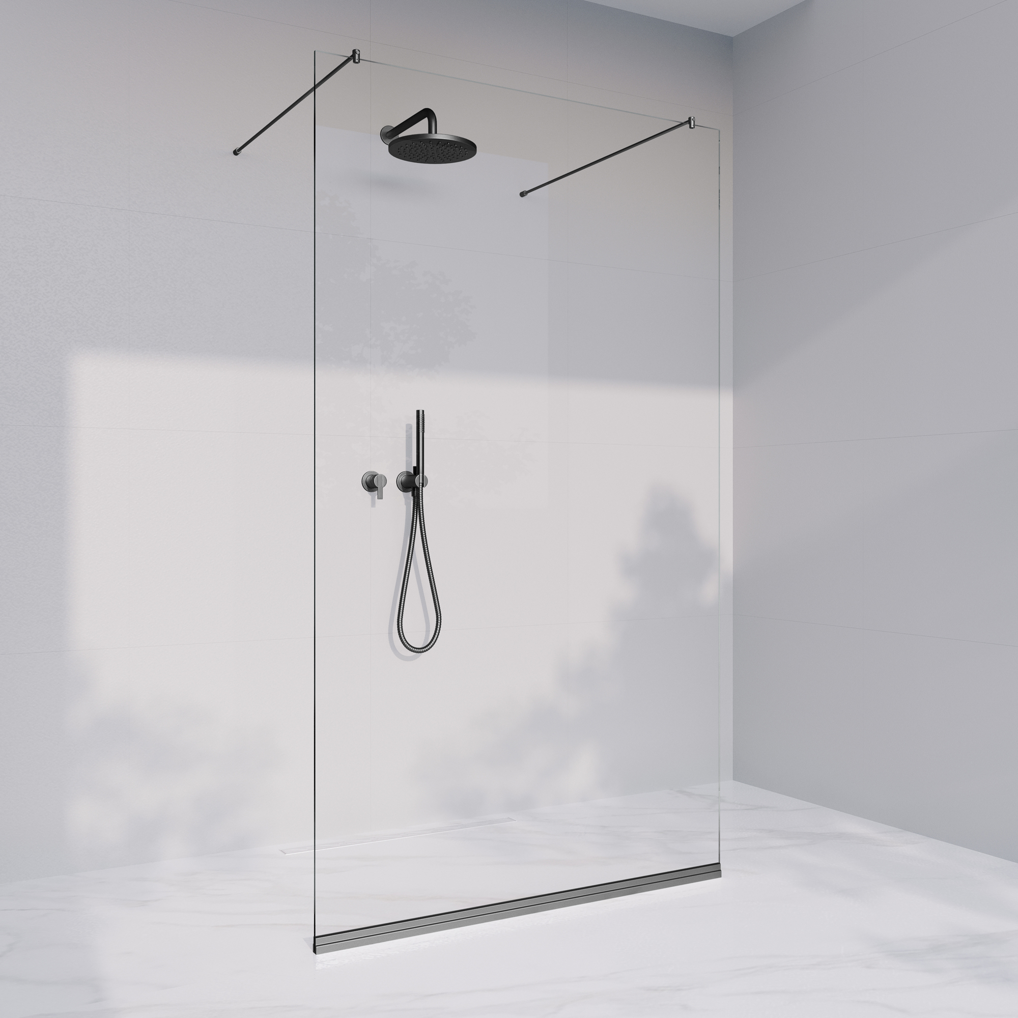 Invitrea Prime PV1/100/Mattsvart/Ytbehandlat glas Bredd: 1000 mm, Glastyp:Ytbehandlat Glas, Profil:Mattsvart