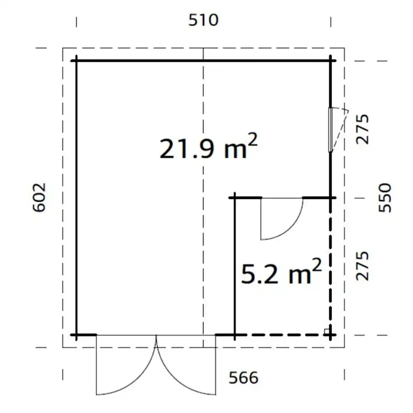 Garage Palmako Roger 21,9 m2 med Slagport