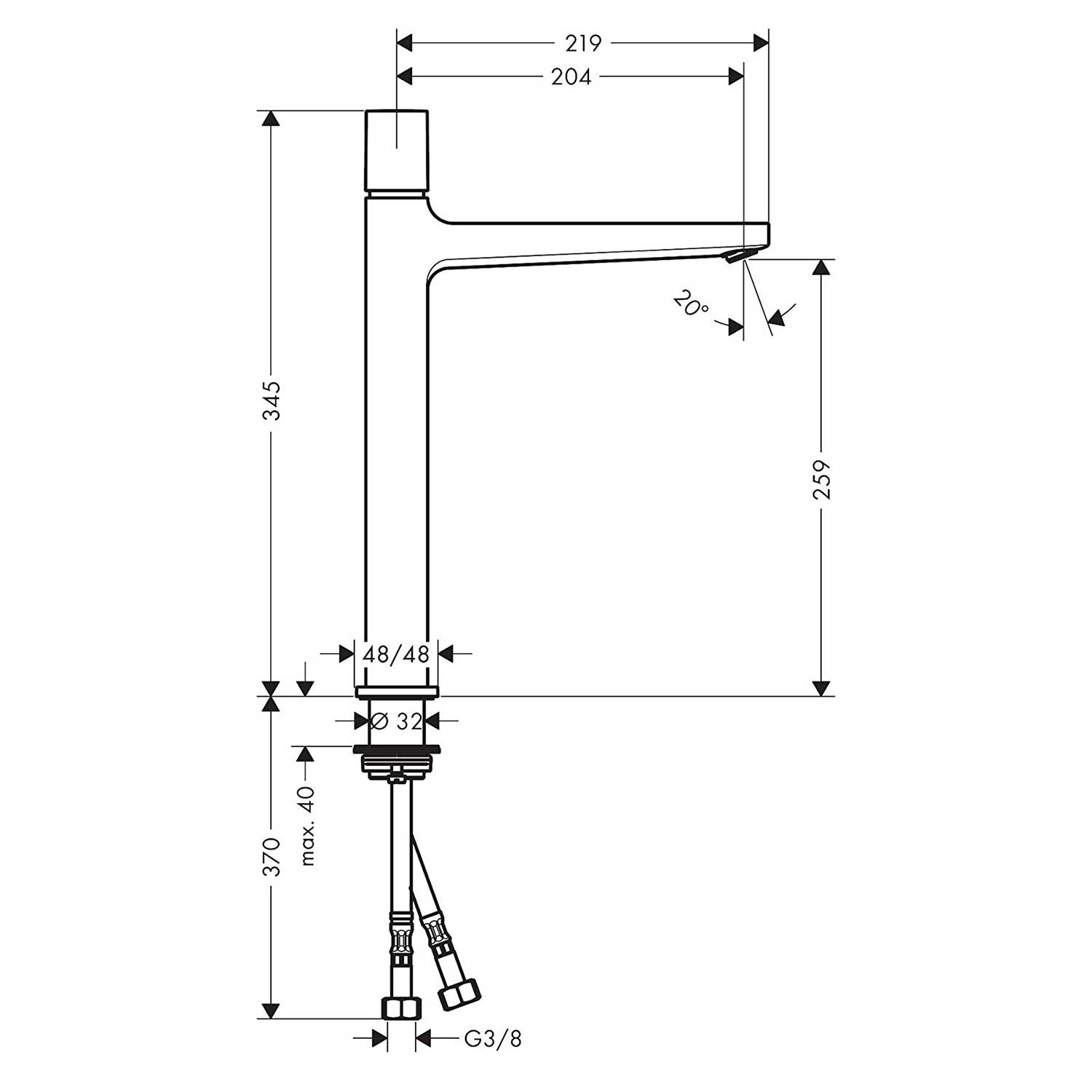 Tvättställsblandare Hansgrohe Metropol Select 260 med Push-Open