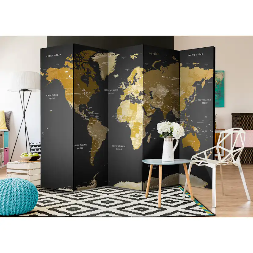 Rumsavdelare Arkiio World Map on Dark Background 225x172 cm