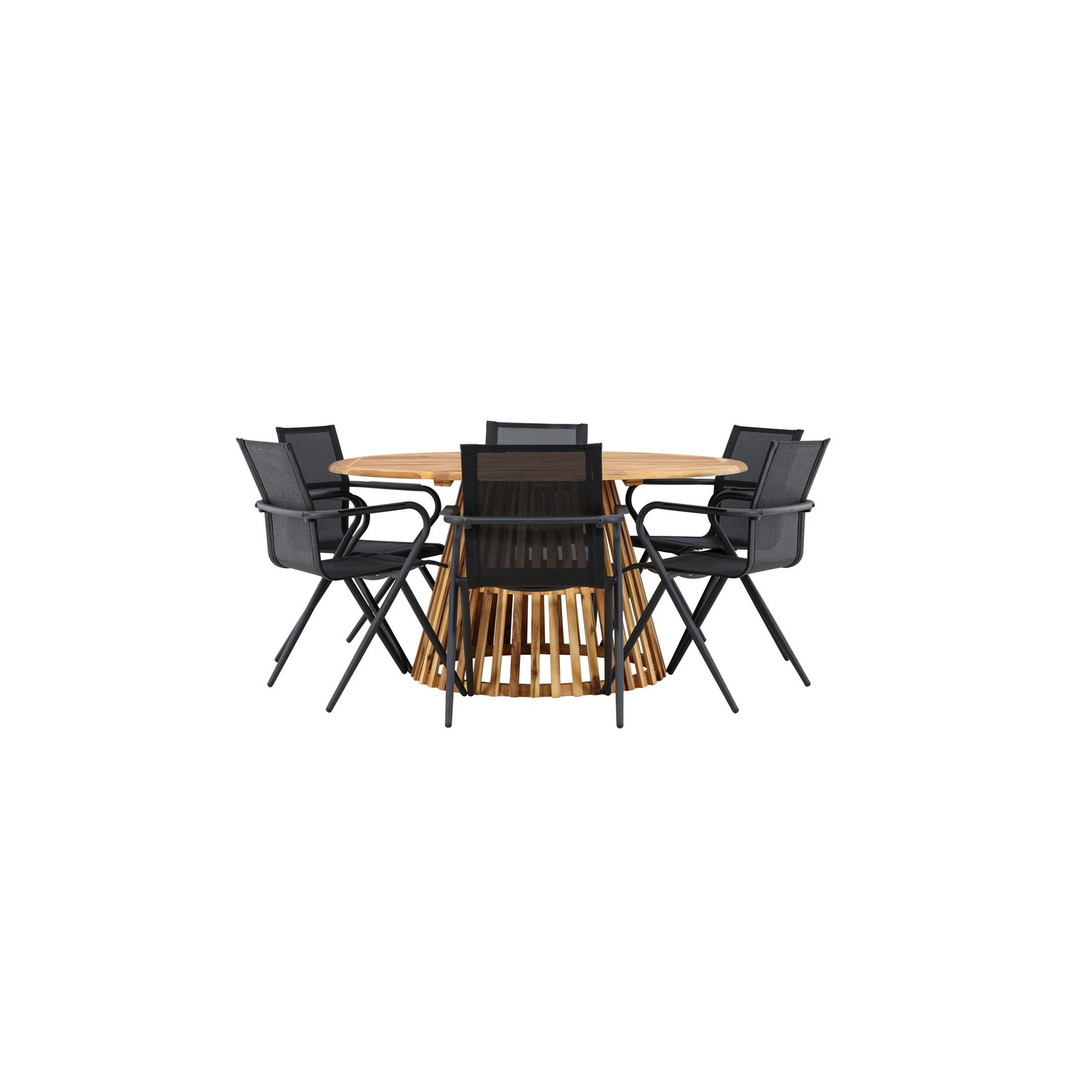 Tucumán Dining Table - Acacia ø120 +Alina Dining Chair - Bla Trädgårdsgrupp Venture Home Tucumán med 6 Alina Stolar