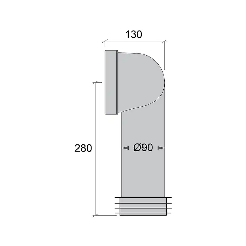 WC-Anslutning Jafo Universal 90 Grader